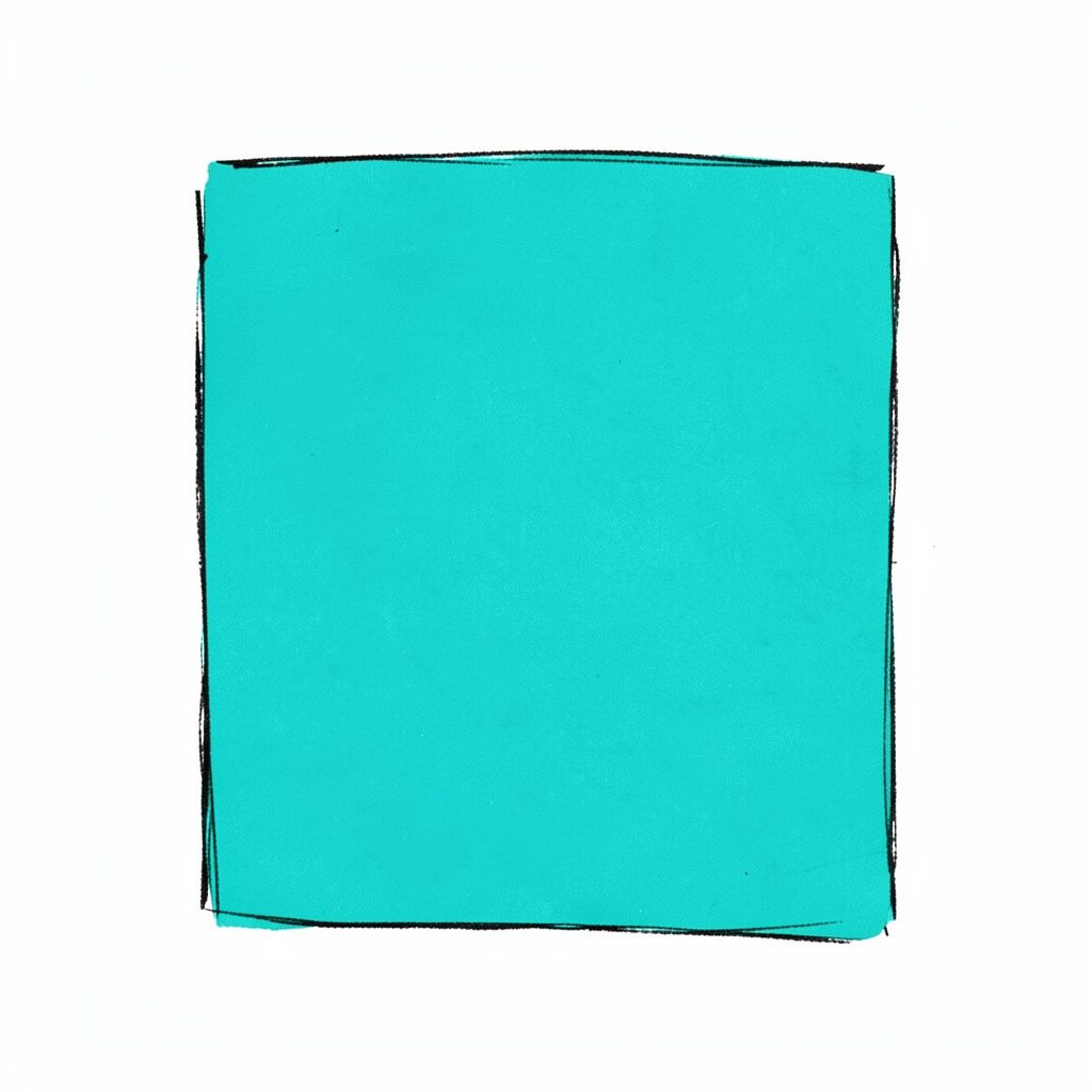 Hand-drawn ink illustration of a raw metal forging blank, rendered in bold navy outlines with cyan accent shading on a plain light background